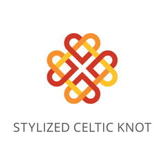 Celtic knot as flower flat vector icon. Cartoon drawing or illustration of endless single line, eternity or balance symbol on white background. Ornament, decoration, religion concept
