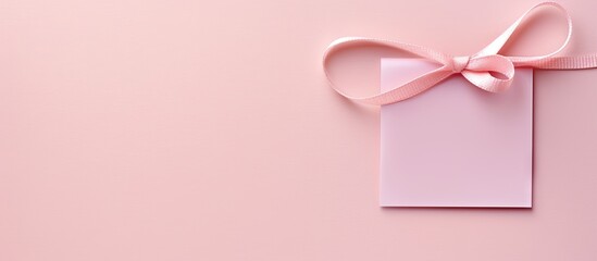 Tag attached with string isolated pastel background Copy space