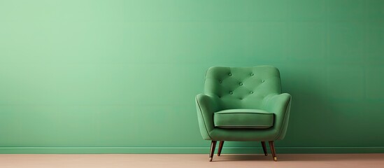Vintage chair in green for home decor isolated pastel background Copy space