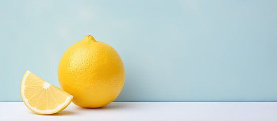 Lemon slice on a isolated pastel background Copy space