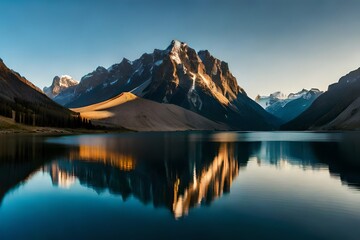 Fototapeta na wymiar Mountain landscape, lake and mountain range, large panorama