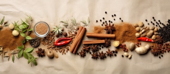 During a pandemic it is safe to consume coriander ginger cinnamon and other spices isolated pastel background Copy space