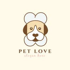 pitbull dog head cartoon animal pet domestic veterinary friend logo design vector graphic illustration