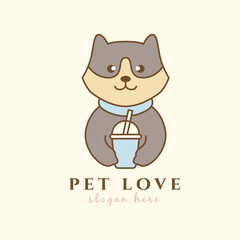 shiba inu dog cute cartoon animal canine adorable mammal logo design vector graphic icon illustration
