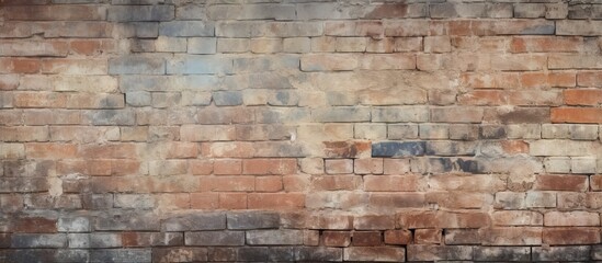 Close up of a textured brick wall isolated pastel background Copy space