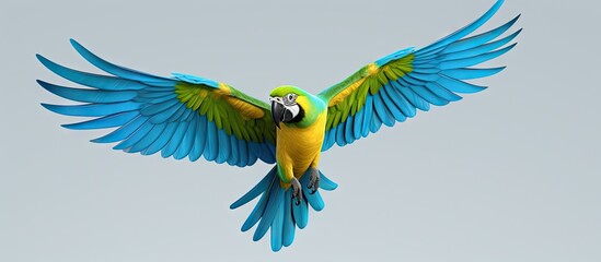This guy with a parrot cartoon in a clipping path is great for graphic design isolated pastel background Copy space