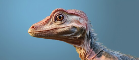 Compsognathus longipes isolated on a isolated pastel background Copy space 3D rendering of paleoart from Late Jurassic