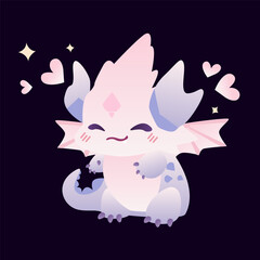 Cute baby dragon. Character for the new year. 2024 Chinese New Year. vector illustration symbol year of dragon 2024 blue color logo