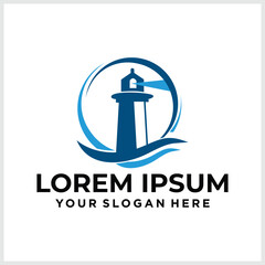 Colorful lighthouse symbols set isolated on white background for any navigation concept, also a logo idea.