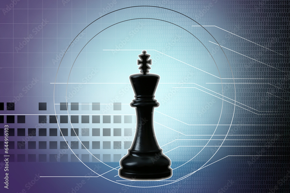 Poster scheme with chess piece and binary code