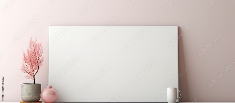 Poster Minimalist interior 3D render of a canvas mockup isolated pastel background Copy space
