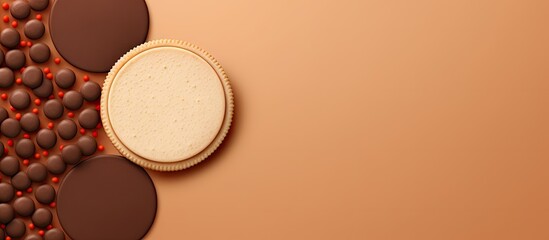 Chocolate wafers set against a isolated pastel background Copy space