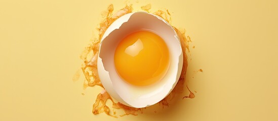 Cracked egg Alone on isolated pastel background Copy space