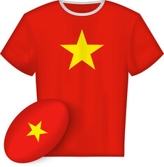 Vietnam rugby jersey with rugby ball