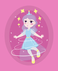 Princess or fairy on pink background, illustration