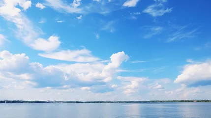 Keuken spatwand met foto Blue sky beach and cloud background. Summer thames. AI generative © growth.ai