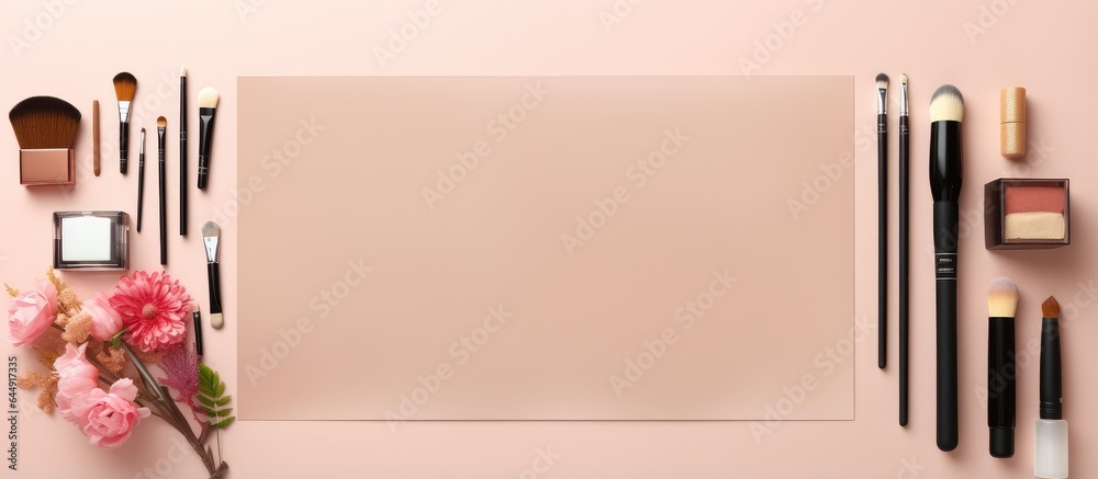 Poster a group of tools on a isolated pastel background copy space