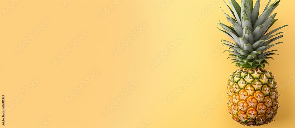 Poster ripe pineapple on isolated pastel background copy space with clipping path