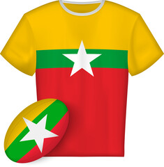 Myanmar rugby jersey with rugby ball
