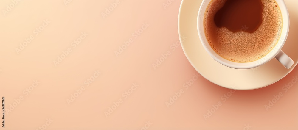 Poster isolated cup of coffee on a isolated pastel background copy space with reflections