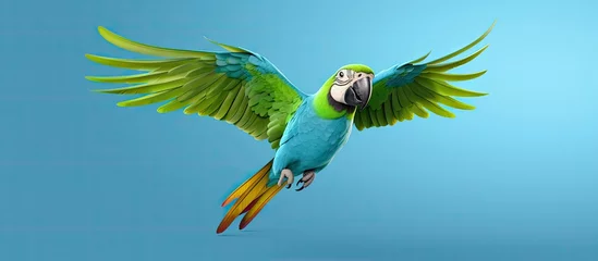 Foto op Plexiglas This guy with a parrot cartoon in a clipping path is great for graphic design isolated pastel background Copy space © HN Works