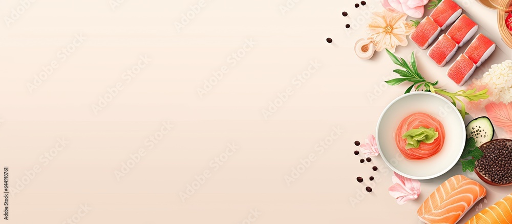 Poster an isolated picture of a sashimi sushi set with salmon tuna wasabi and shredded radish on a isolated