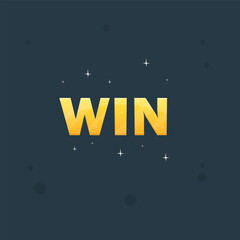 Win Word Badge Game UI Reward Casino Slot RPG Games Page Golden Colorful Vector Design