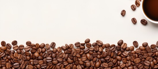 Naklejka premium Coffee bean made happy emoticon on isolated pastel background Copy space