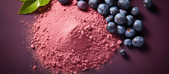 Vibrant Acai Berry Powder Ideal for Smoothie Recipes isolated pastel background Copy space