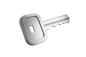 3d silver key isolated on white