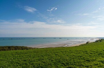 Mulberry Harbour at Arromanches and Omaha Beach, Normandy, France