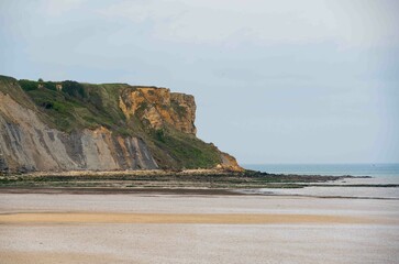 Cliffs at Mulberry Harbour at Arromanches and Omaha Beach, Normandy, France