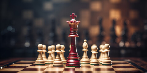 queen is the leader of the chess in the game on board 3d illustration