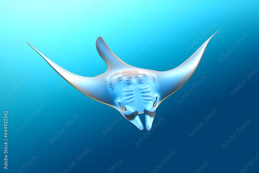 Sticker cute manta rays in 3d style Made with Generative AI