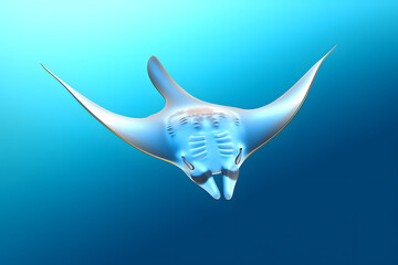 cute manta rays in 3d style Made with Generative AI