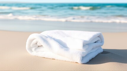 Beach Towel Isolated on White Background. Soft and View-Centric Towel for Bathing with Cotton Clothes