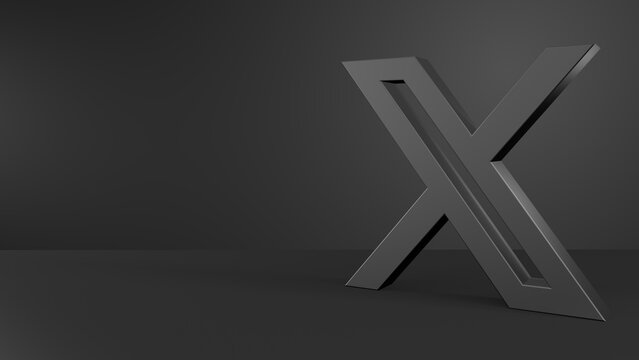 X Twitter Logo Tisch Ablage 3D Vorlage Präsentation Schwarz