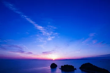 Crédence de cuisine en verre imprimé Bleu foncé 雑賀崎からの夕陽