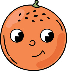 Cute orange with eyes and smile in retro style.