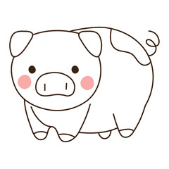cute pig animal doodle icon