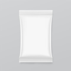 Blank clear pillow bag mockup. Front view. Vector illustration. Perfect to create your final pack shot. EPS10.	
