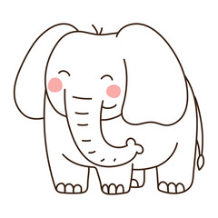 cute elephant animal doodle icon