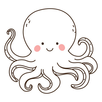 cute octopus animal doodle icon