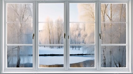 White Window Frames of Stock Photo in Beautiful Landscapes.