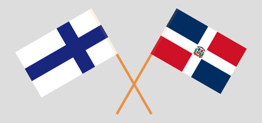 Crossed flags of Finland and Dominican Republic. Official colors. Correct proportion