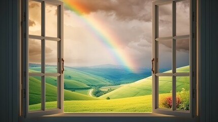 Photorealistic Window Scene Wallpaper, Your Portal to a Multicolored Wonderland