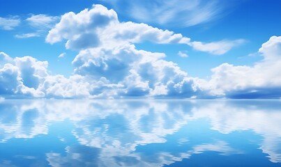 Naklejka na ściany i meble Clouds reflected on water