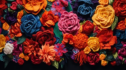 Fotobehang textile woven flowers © mimagephotos