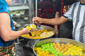 Handmade Dim Sum with different fillings in Jalan Alor street food in Kuala Lumpur