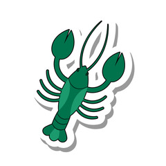 Crayfish with large claws flat paper sticker icon. Lobster or inhabitant of sea depths and oceans isolated on white background. Seafood, animal and fish, nature concept